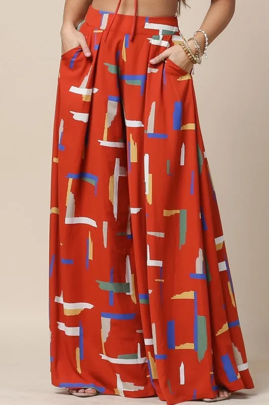 ABSTRACT PRINT PALAZZO PANTS