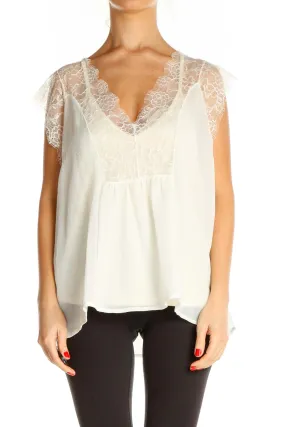 Beige Lace Holiday Blouse