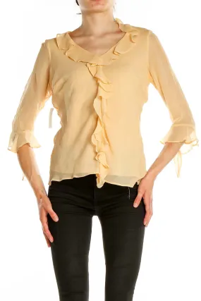 Beige Silk Ruffle Blouse