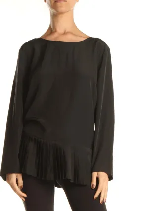 Black All Day Wear Pleated Top