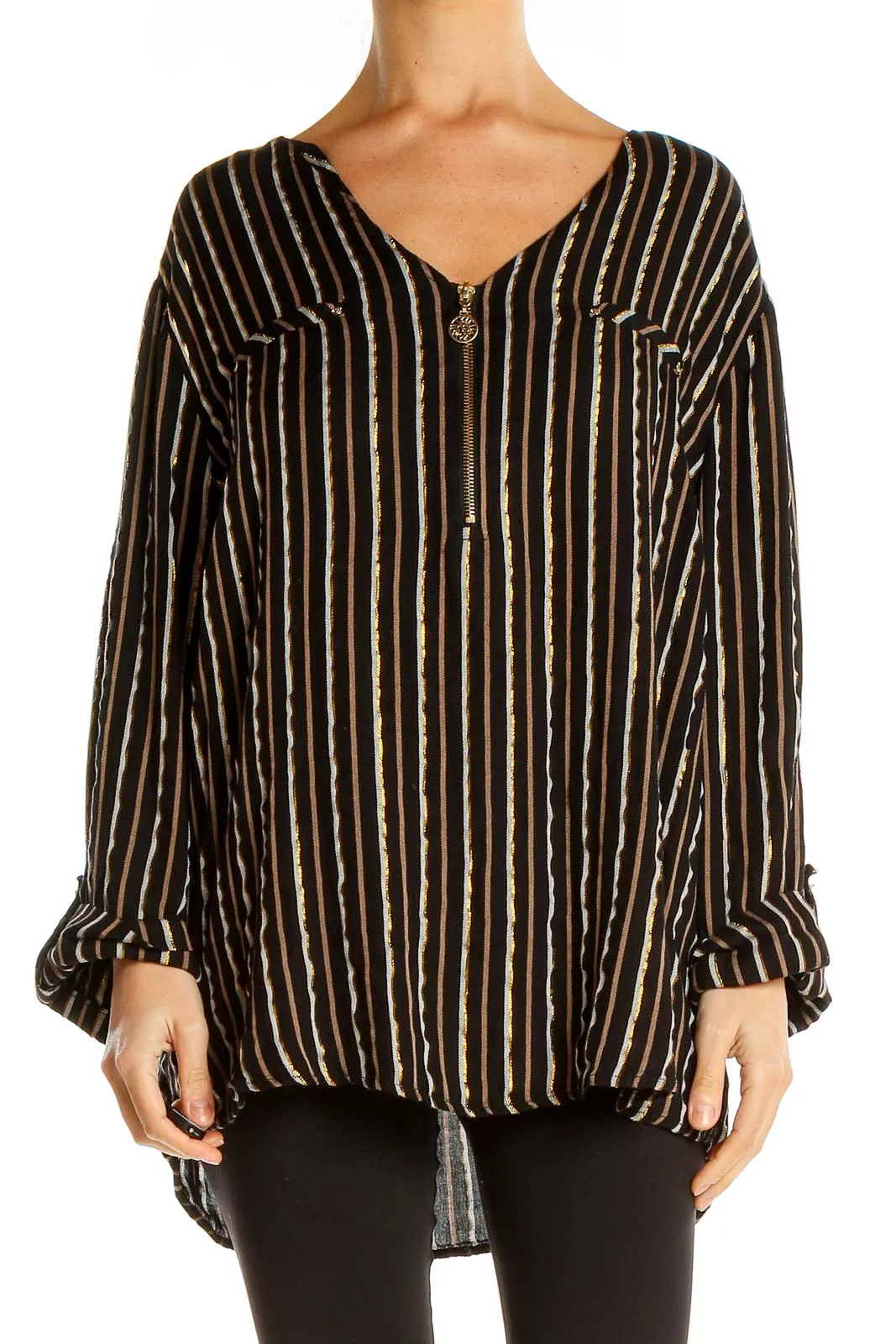 Black Brown Striped Blouse