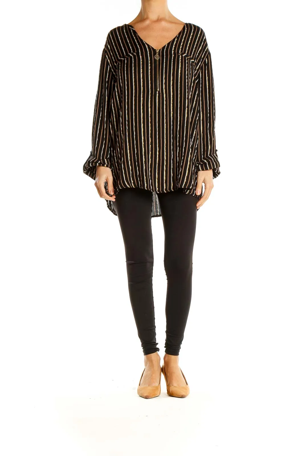 Black Brown Striped Blouse