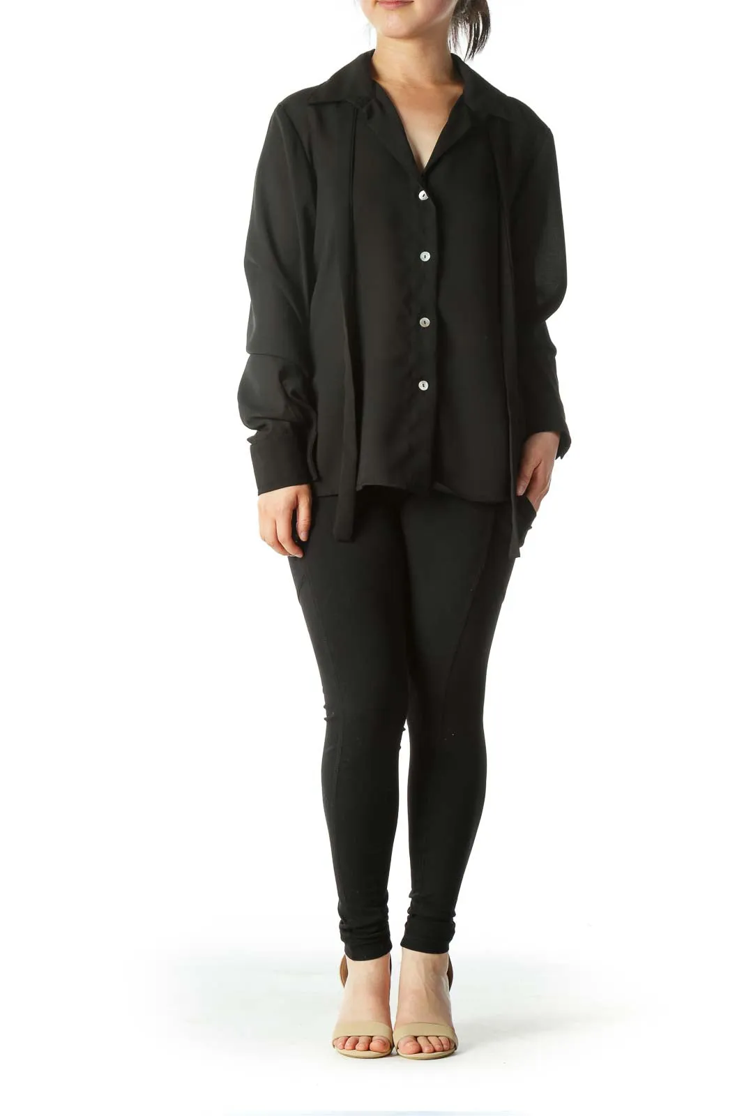 Black Buttoned Long-Sleeve Shirt