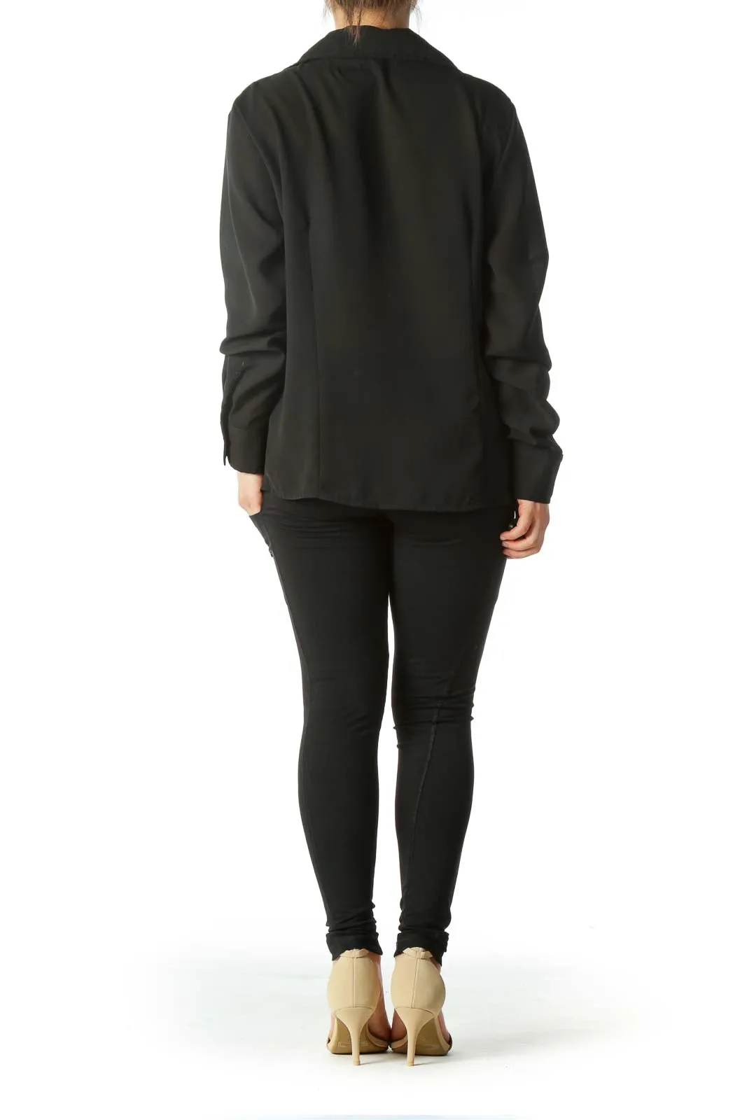 Black Buttoned Long-Sleeve Shirt