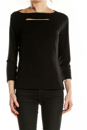 Black Cutout Long Sleeve Top