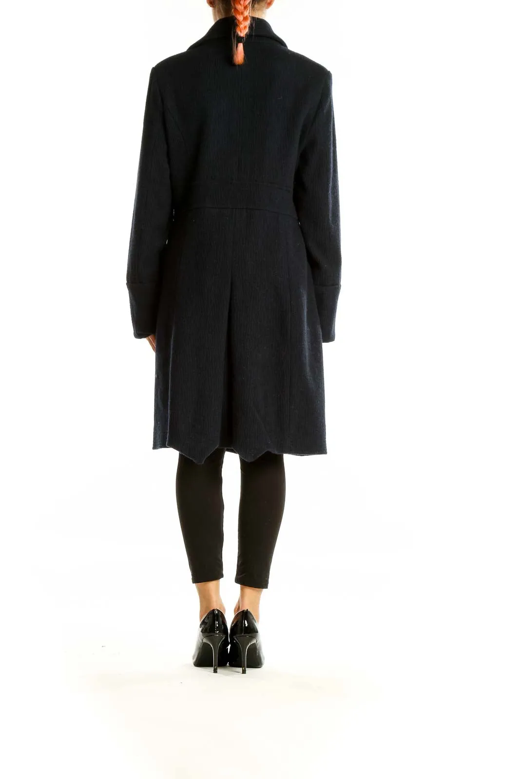 Black Double-Breasted Wool Blend Coat