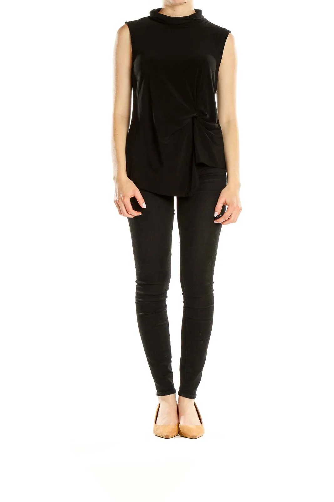 Black Sleeveless Mock Neck Top