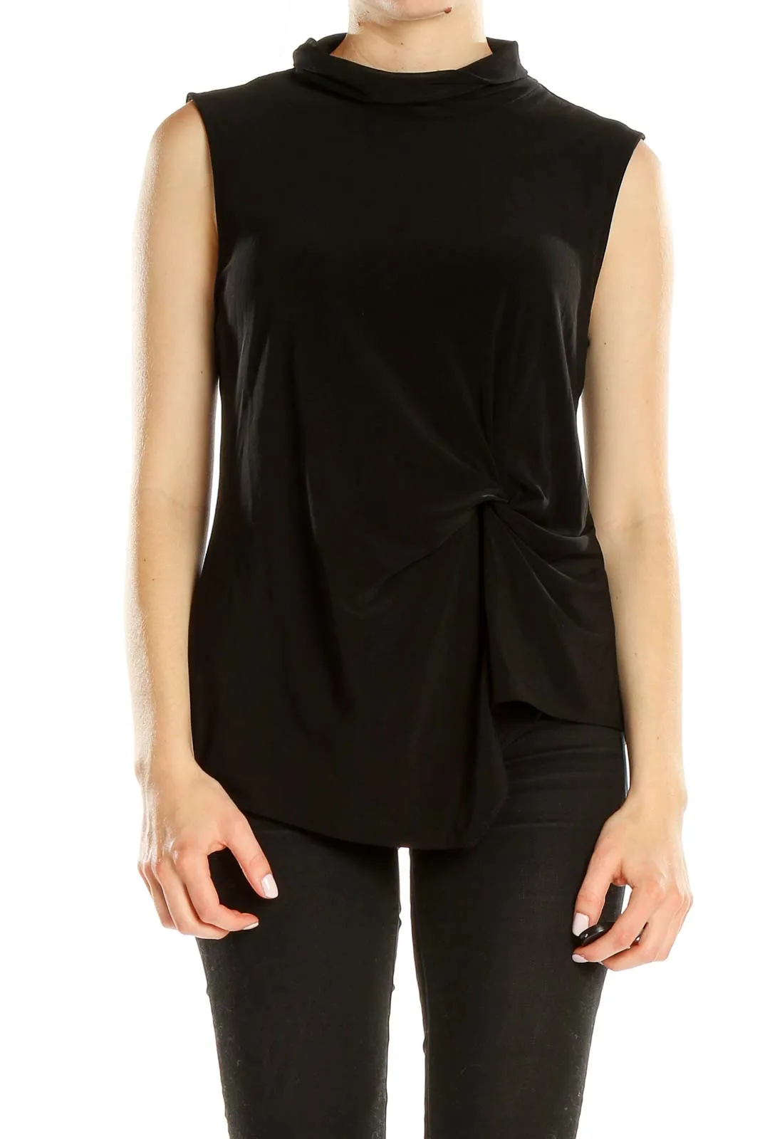 Black Sleeveless Mock Neck Top