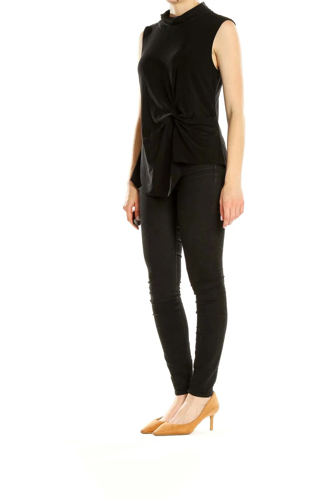 Black Sleeveless Mock Neck Top