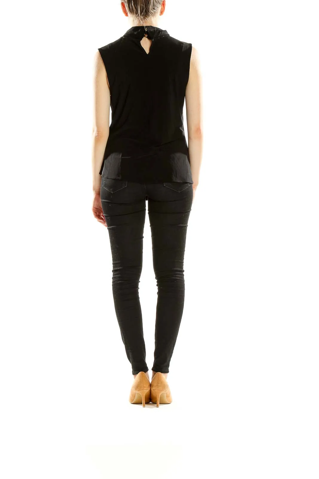 Black Sleeveless Mock Neck Top