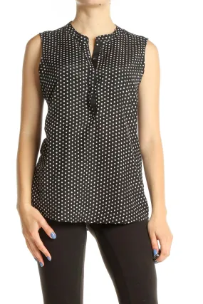 Black White Casual Polka Dot Blouse