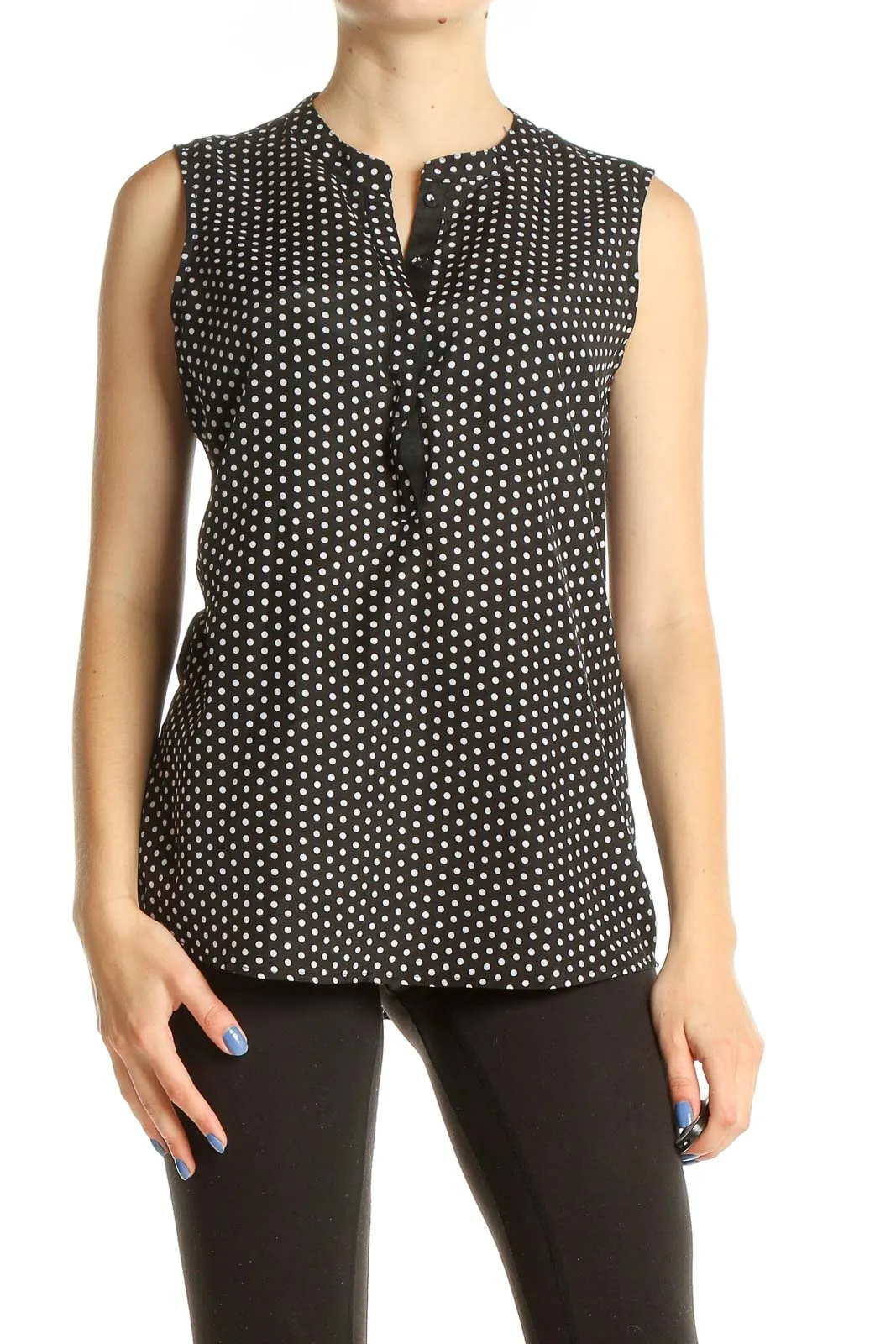 Black White Casual Polka Dot Blouse