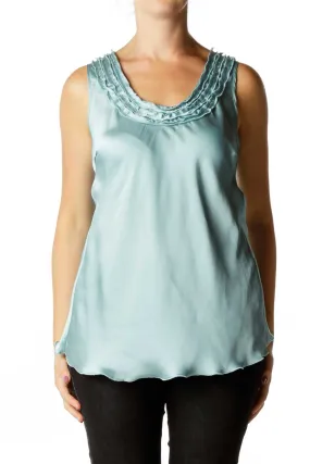 Blue Beaded Satin Tank