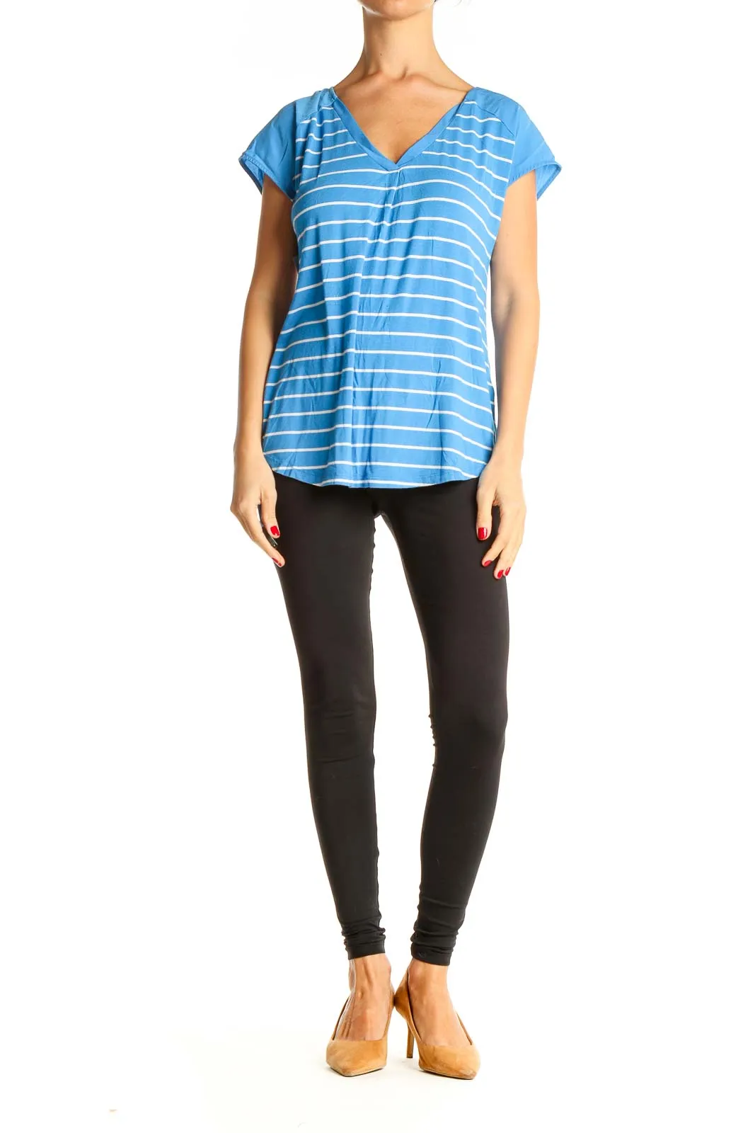 Blue Striped Activewear Top