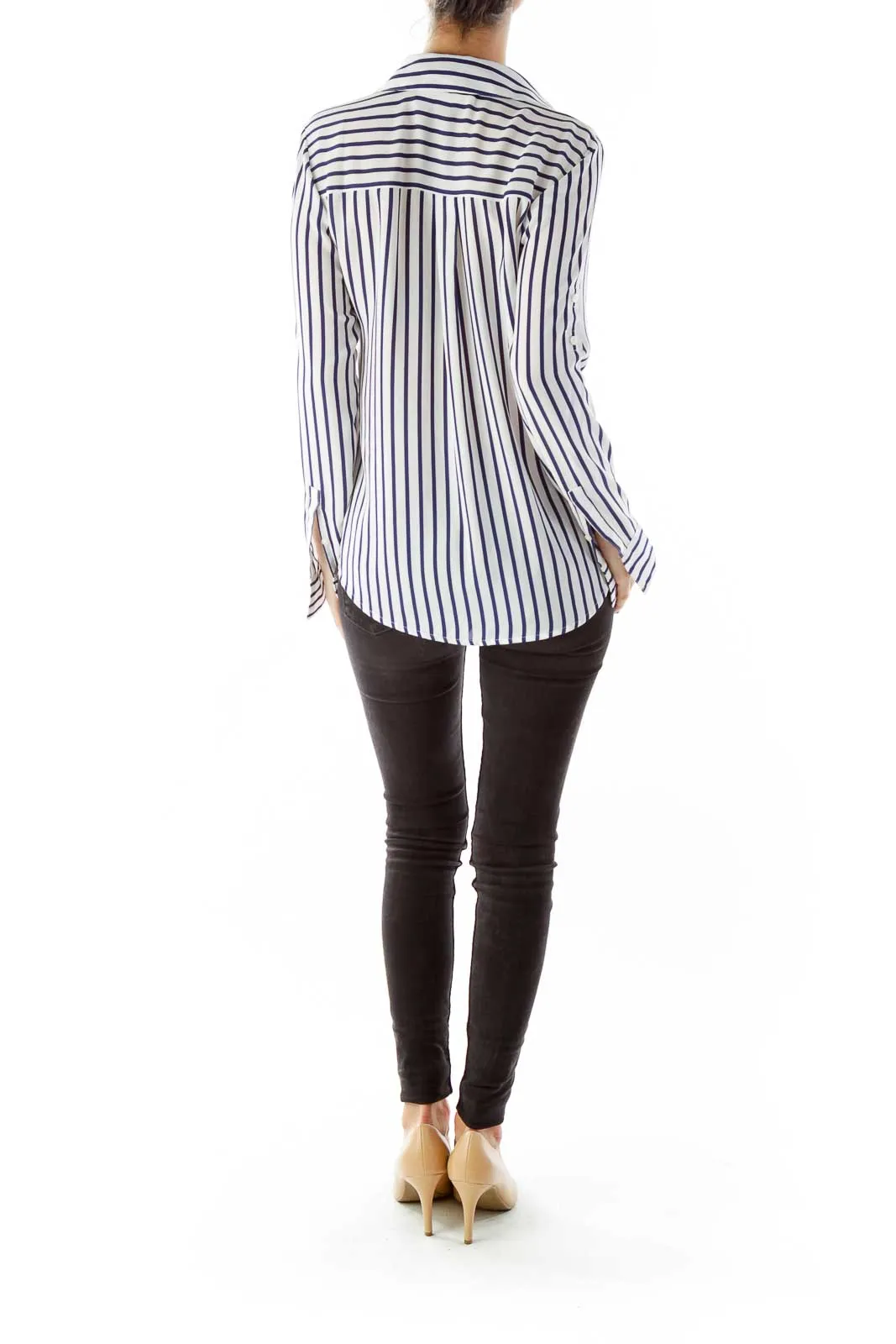 Blue White Stripped Button Down Shirt