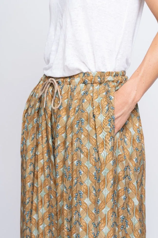 Botanical Striped Tie-Waist Palazzo Pant