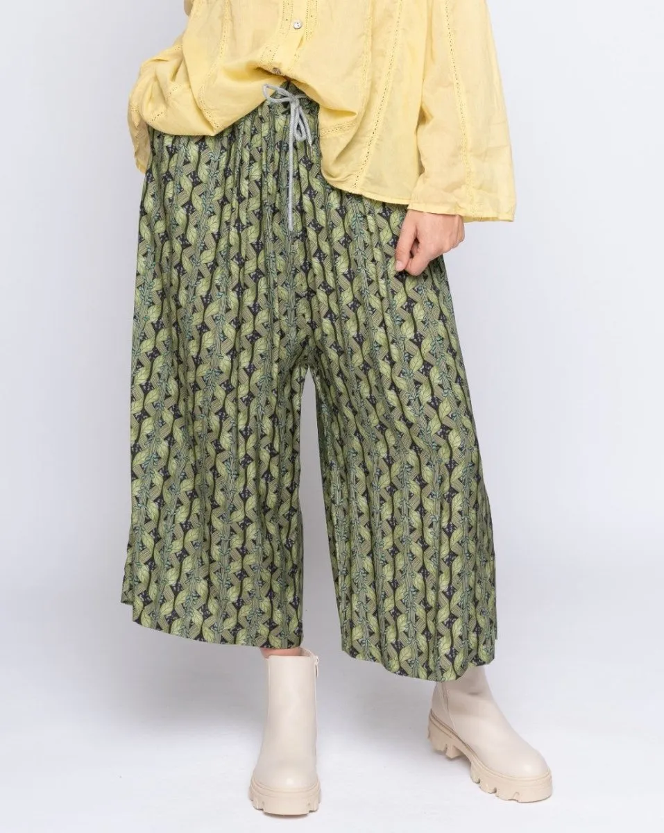 Botanical Striped Tie-Waist Palazzo Pant