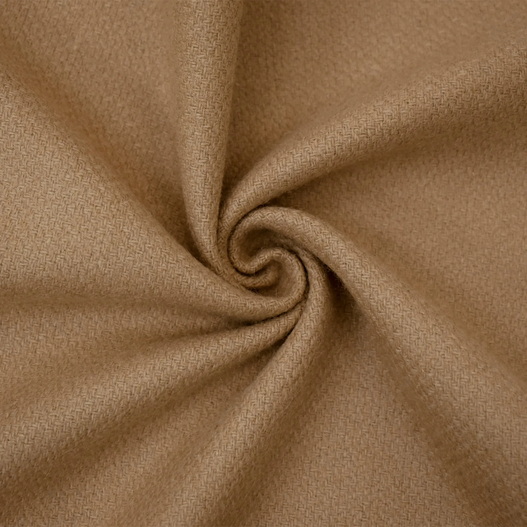 Brown Melton Wool Solid Single Sided Brushed Woven Jacketing Fabric