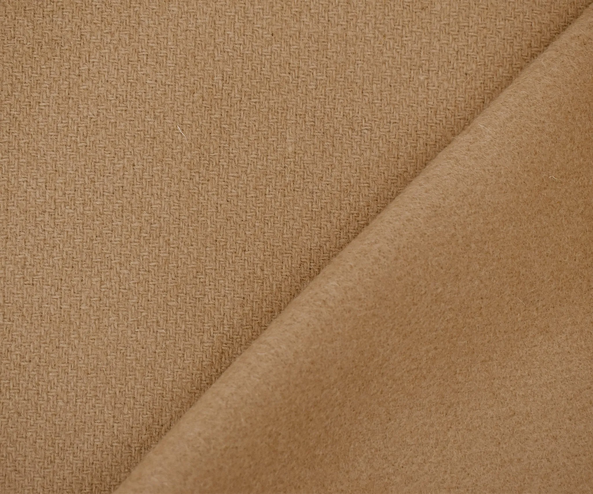 Brown Melton Wool Solid Single Sided Brushed Woven Jacketing Fabric