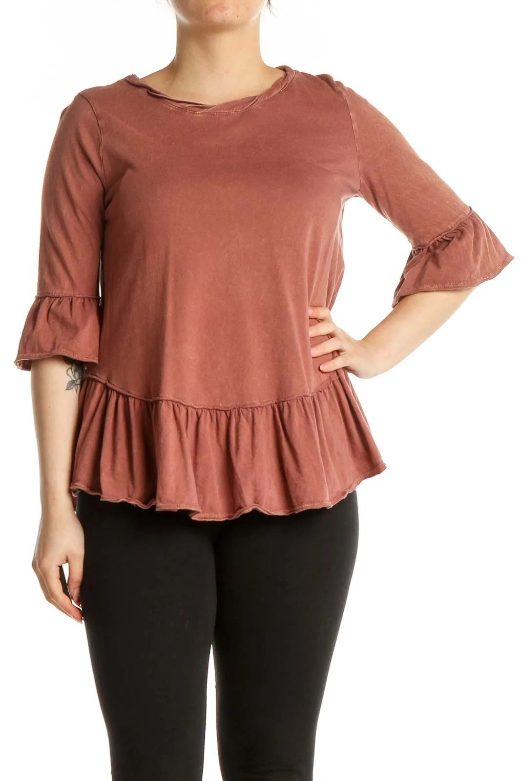 Brown Solid Bohemian Blouse