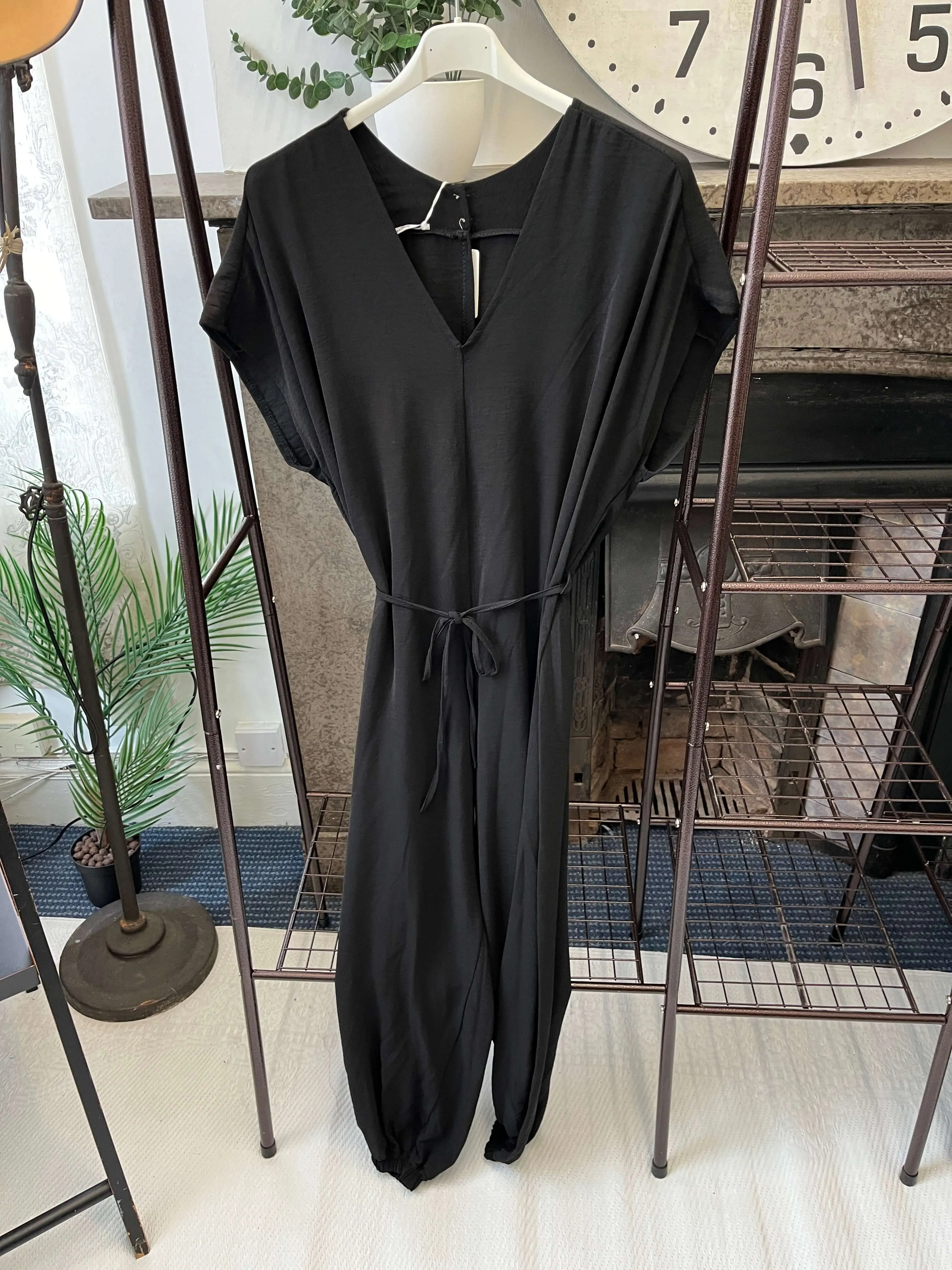 Charmaine Parachute V Neck Tie Waist Jumpsuit