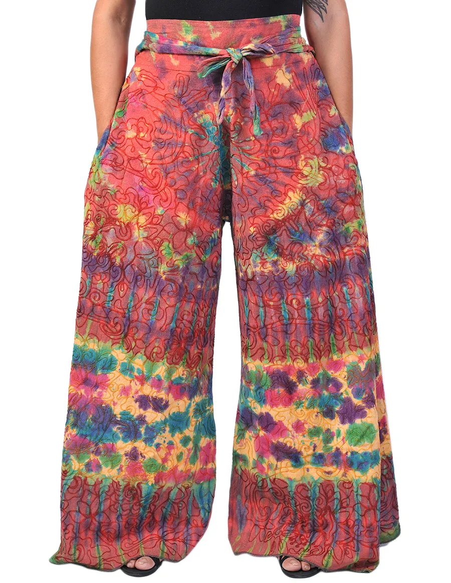 Cotton Full Embroidery Tie Dye Palazoo Pants