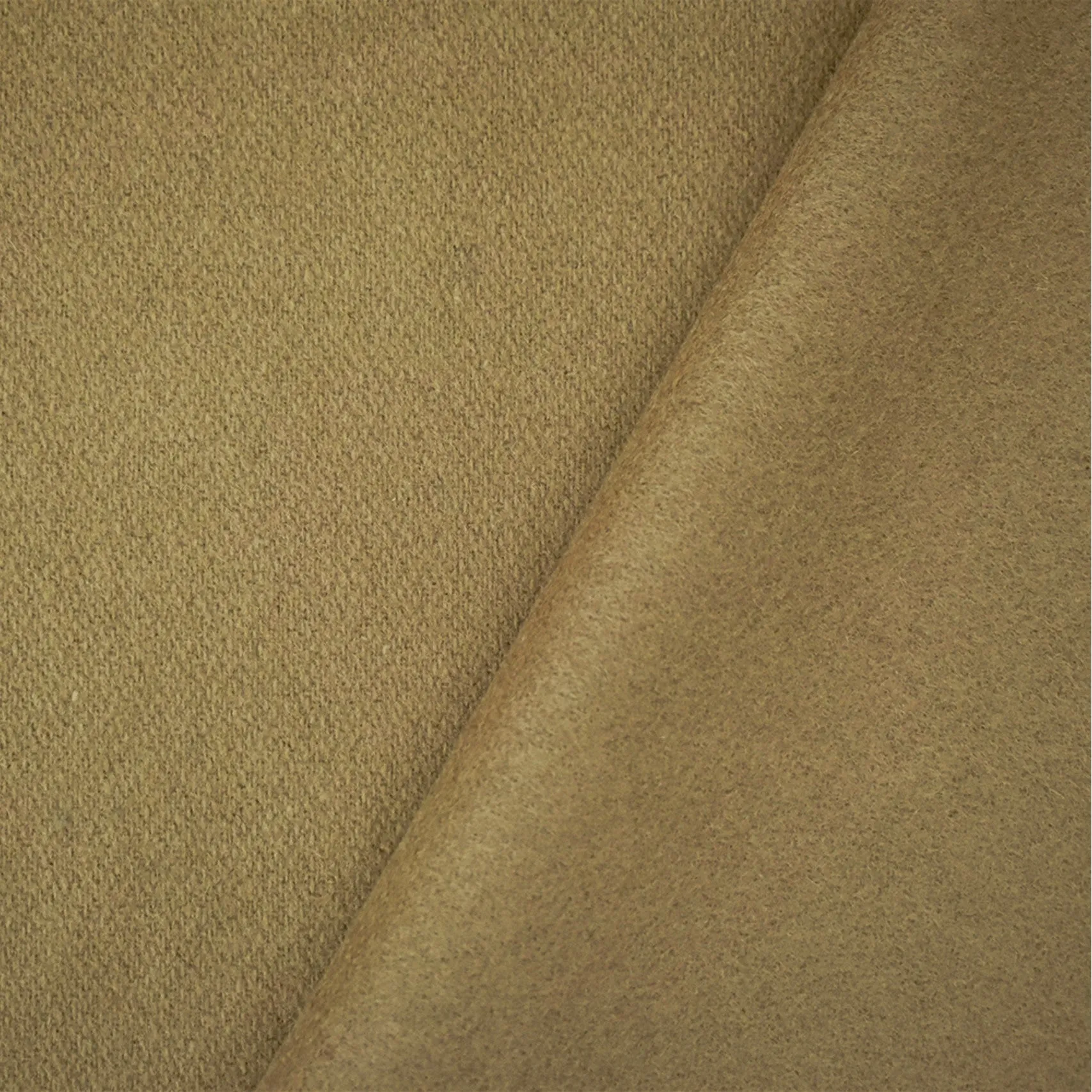 Cream Brown Melton Wool Twill Flannel Jacketing Fabric