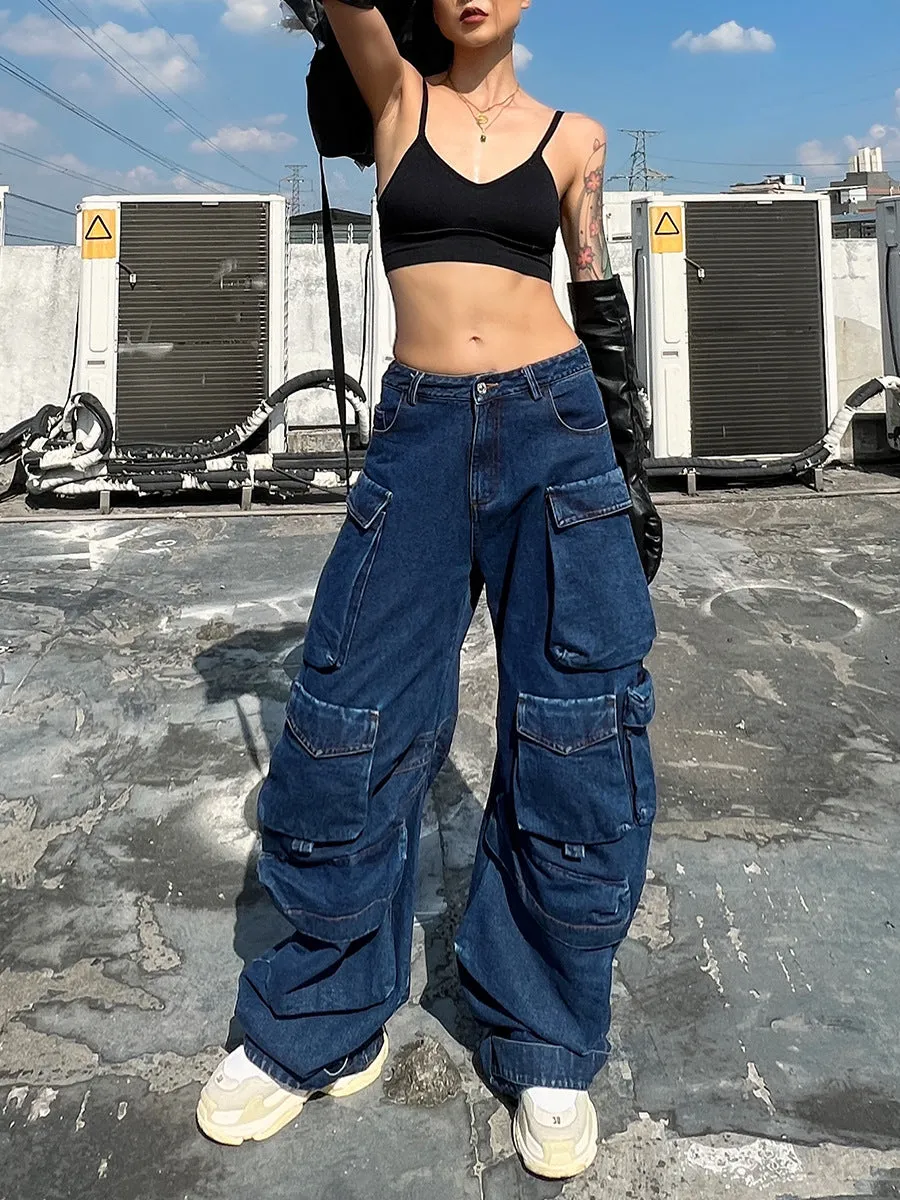 Denim Parachute Loose Pants