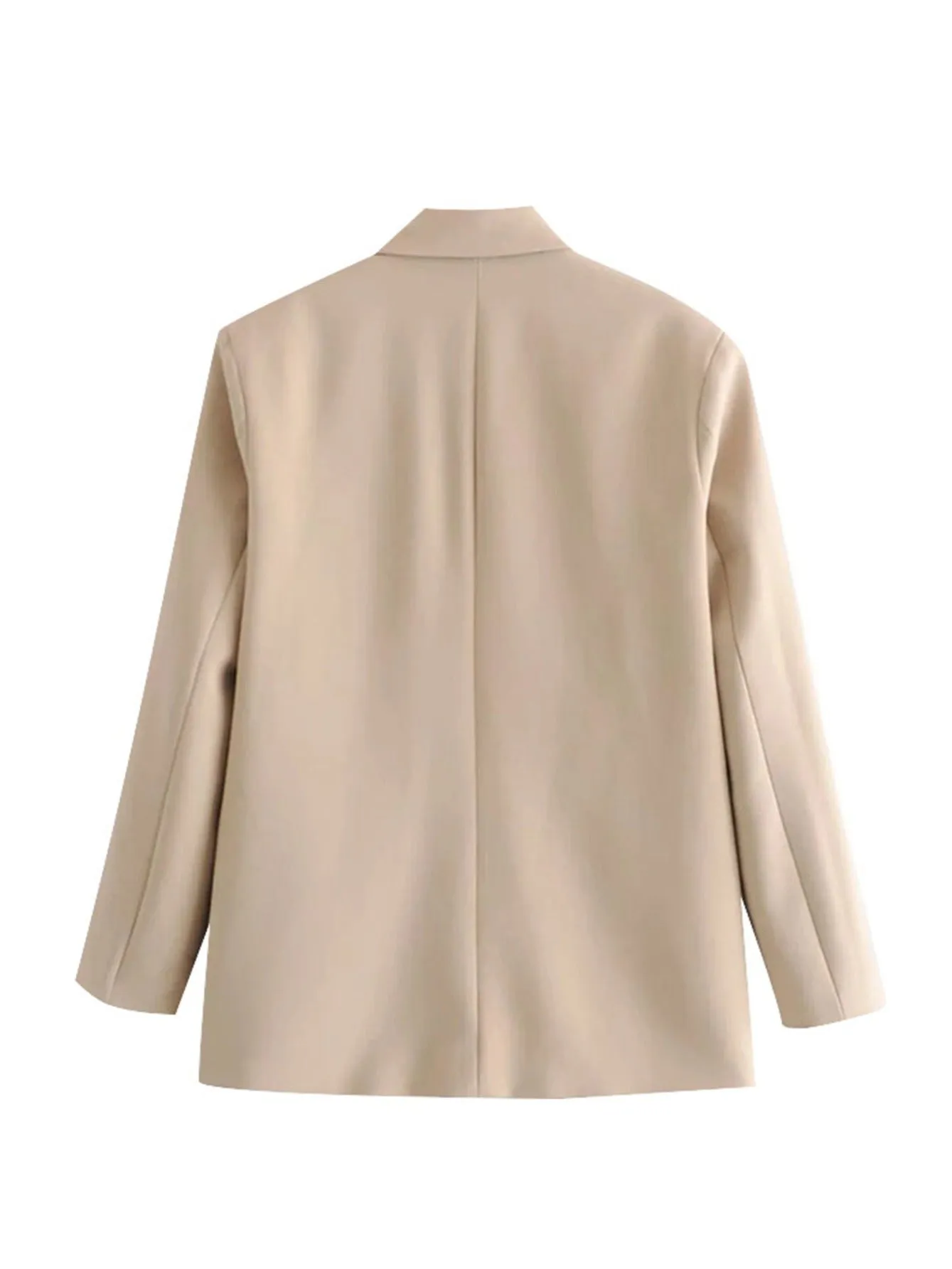 Double Breasted Loose Fitting Blazer Coat Vintage Long Sleeve Pockets Outerwear Tops