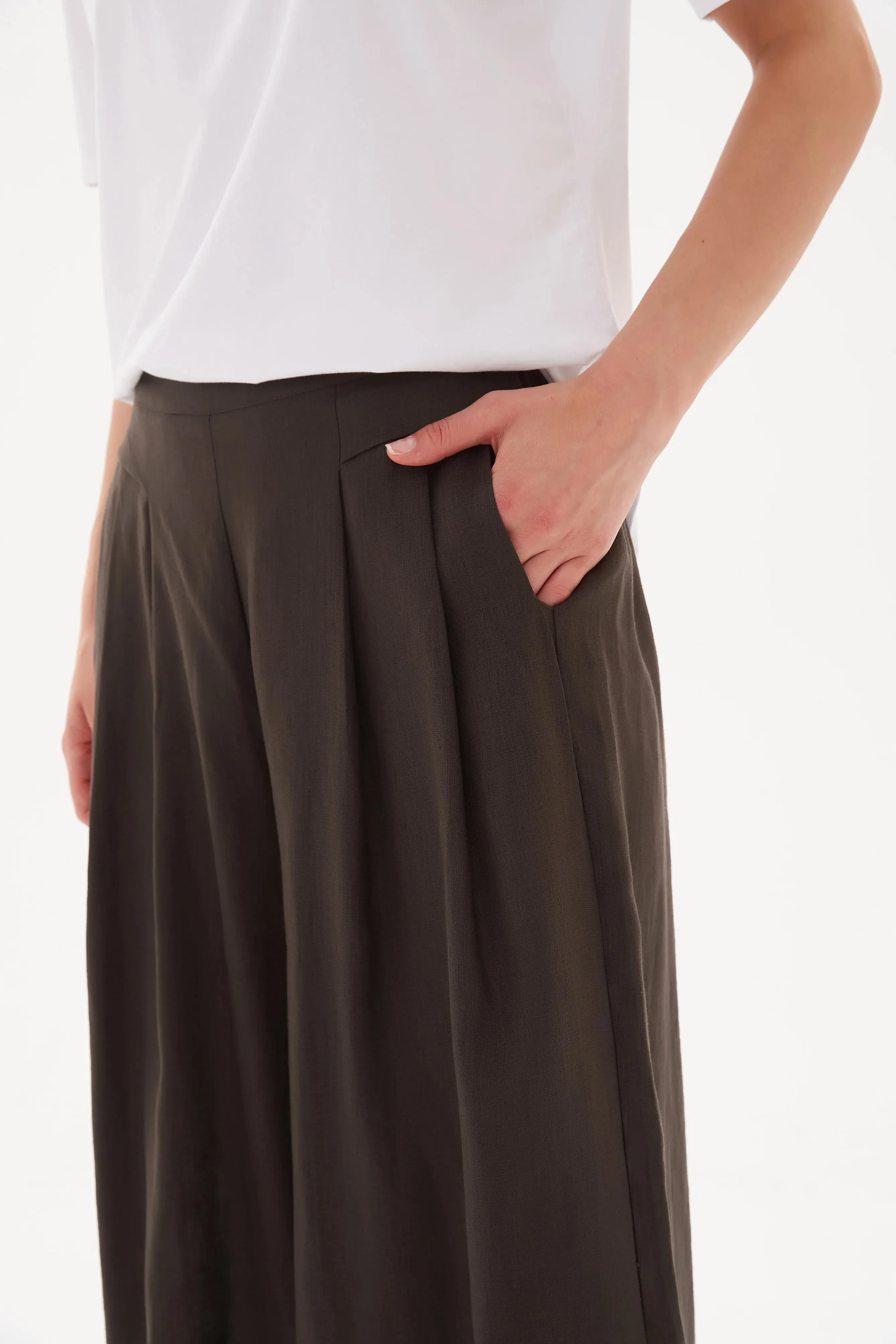 Elastic Back Palazzo Pant - Deep Charcoal