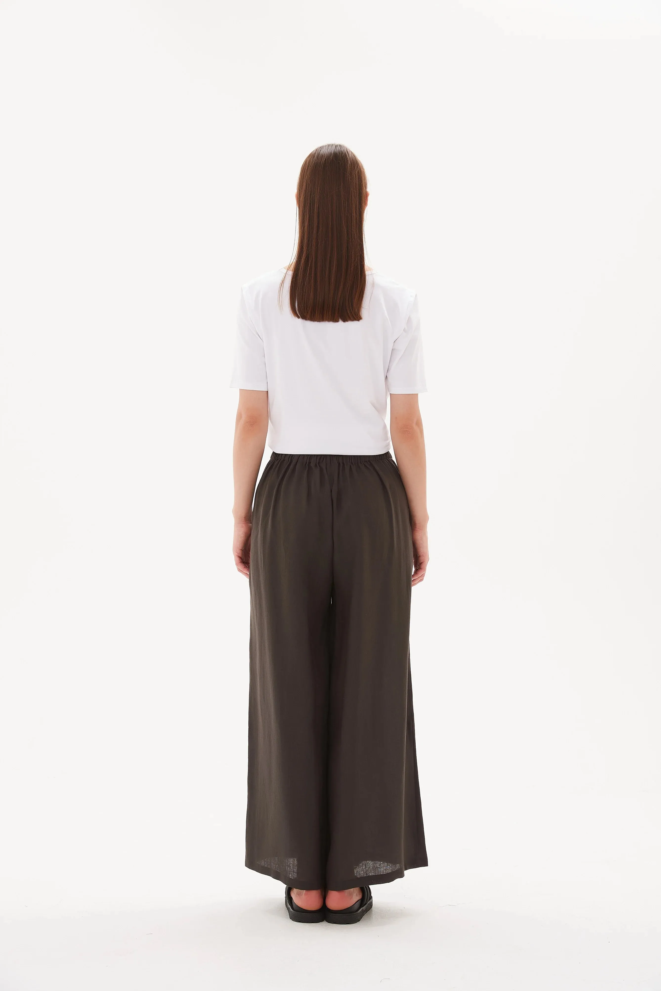 Elastic Back Palazzo Pant - Deep Charcoal