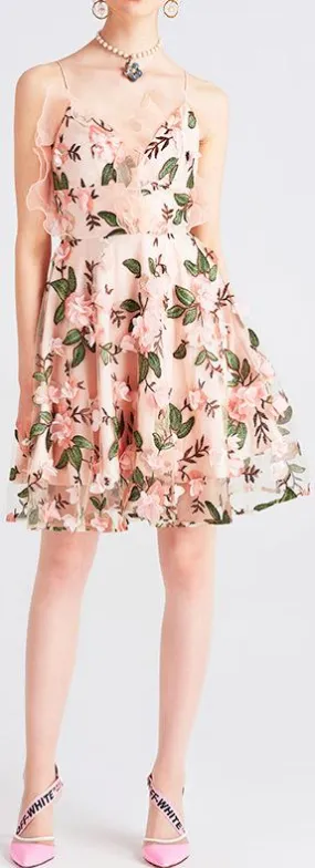 Floral Appliques Embroidered Sundress