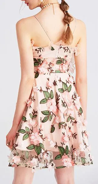 Floral Appliques Embroidered Sundress