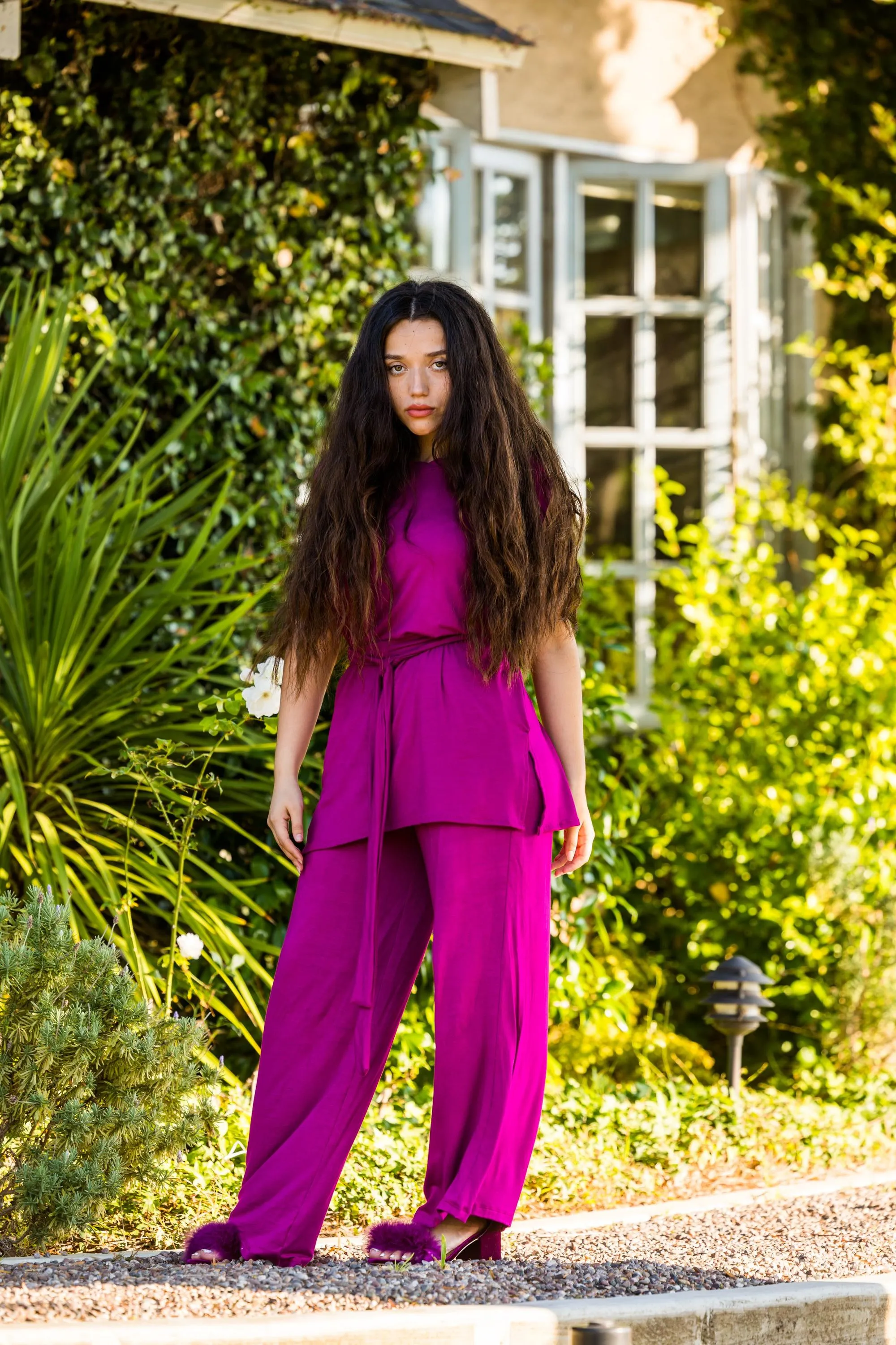 Fuchsia Tunic & Palazzo Pant Set