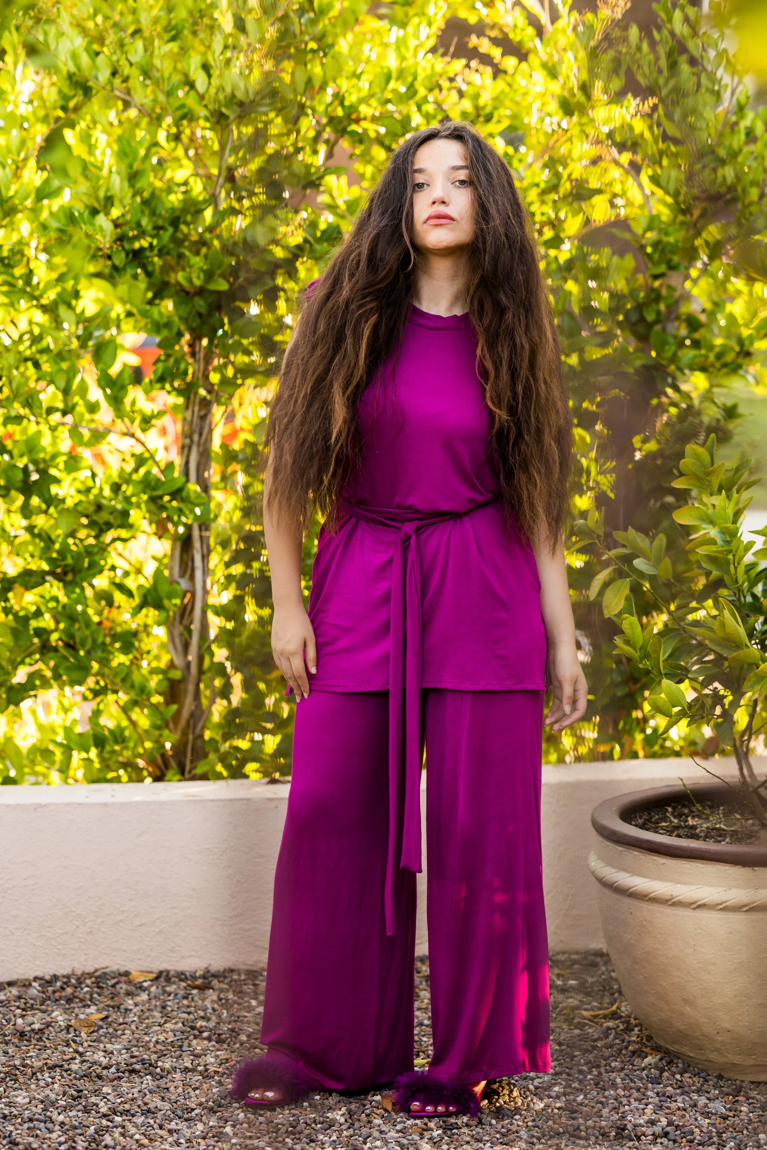 Fuchsia Tunic & Palazzo Pant Set