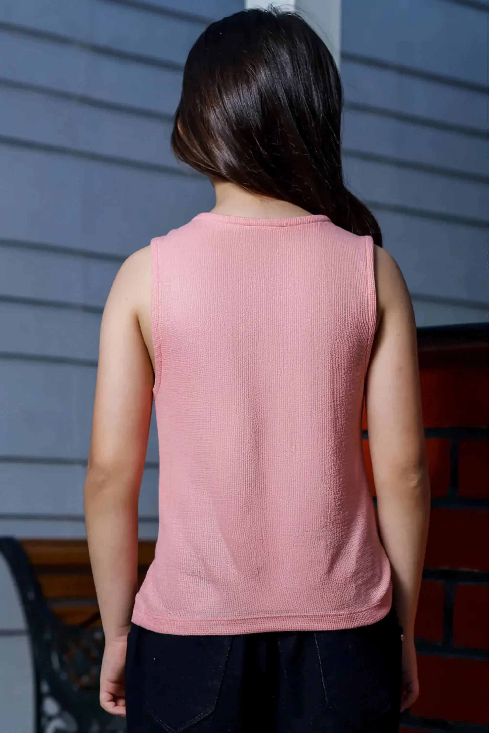 Girls Coral Almond Sleeveless Top