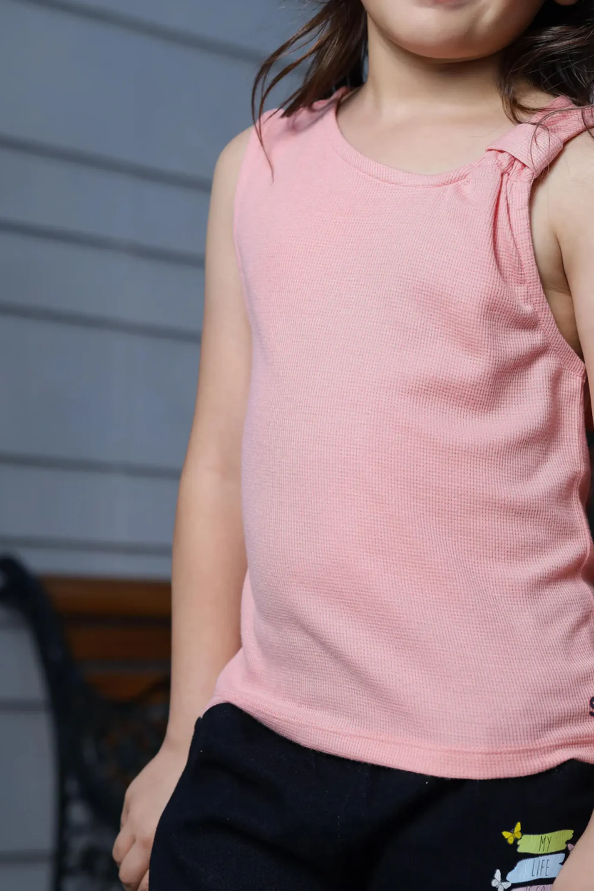 Girls Coral Almond Sleeveless Top