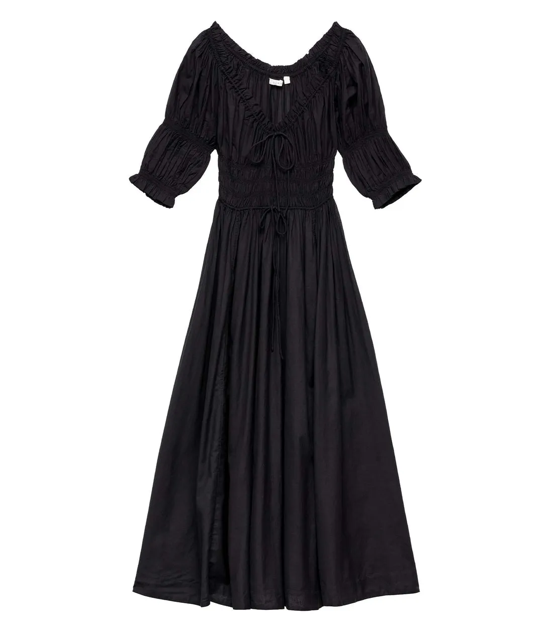 Ischia Black Cotton Poplin Maxi Dress