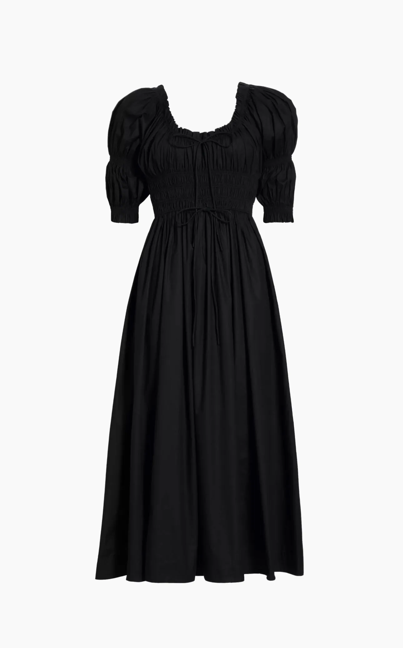 Ischia Black Cotton Poplin Maxi Dress