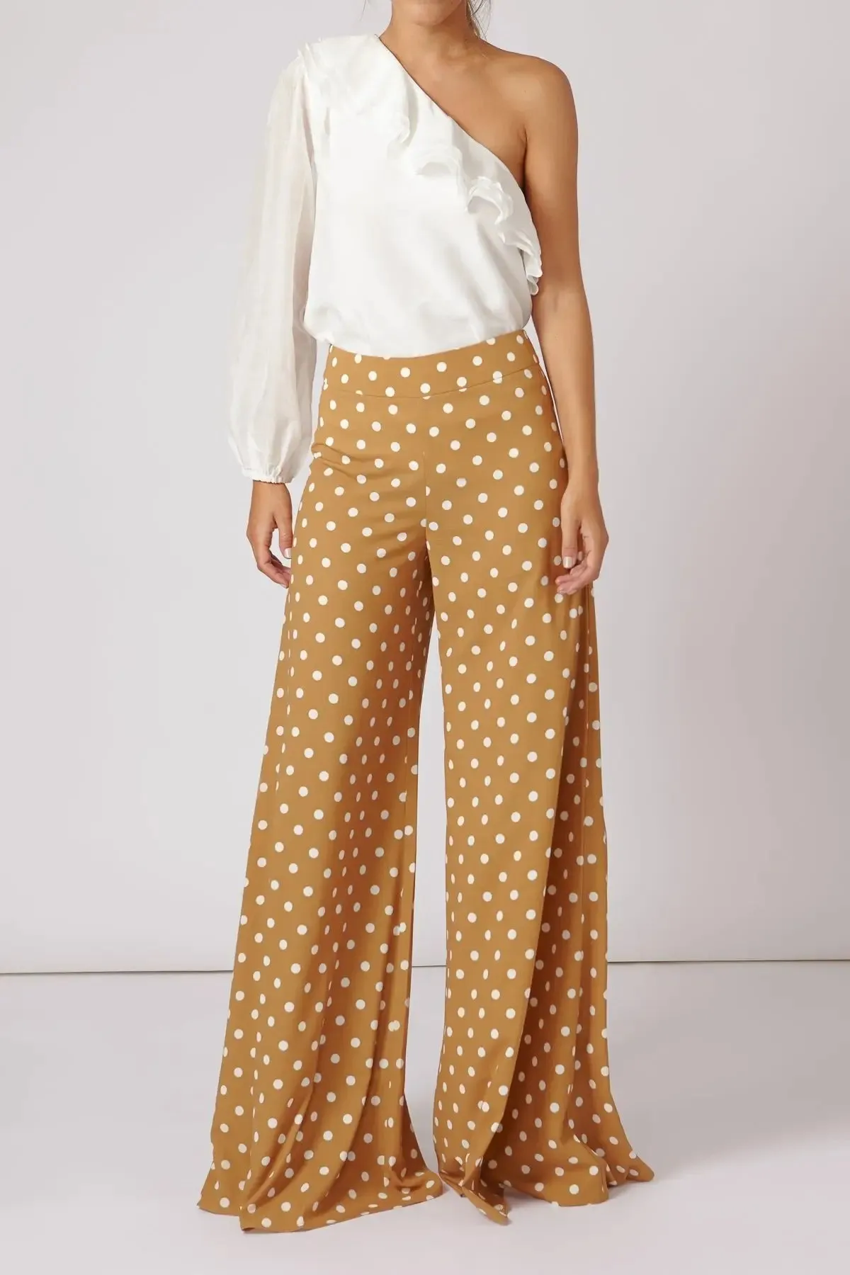 Julia Mustard Polka Dot Wide Leg Pants