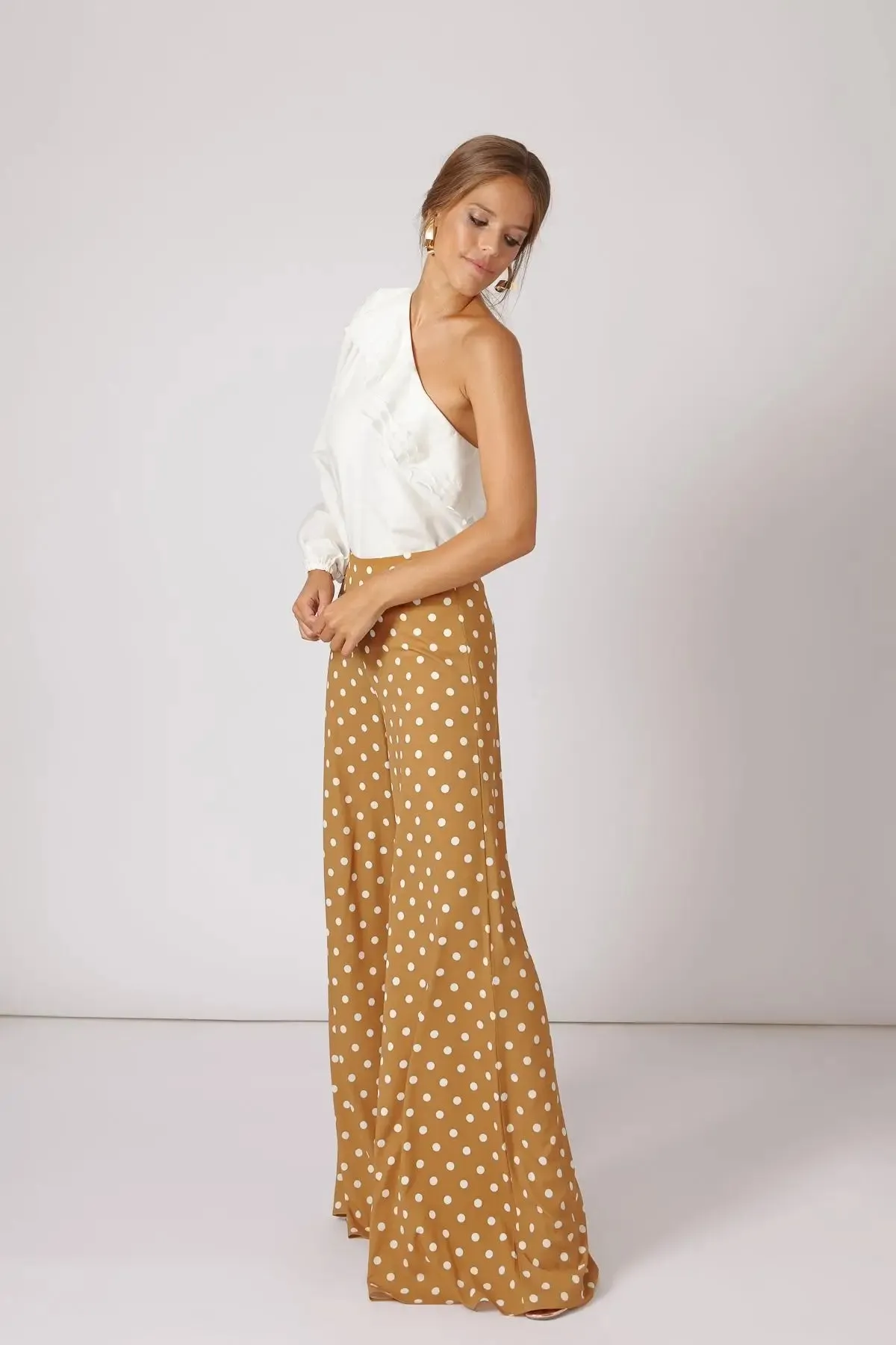 Julia Mustard Polka Dot Wide Leg Pants