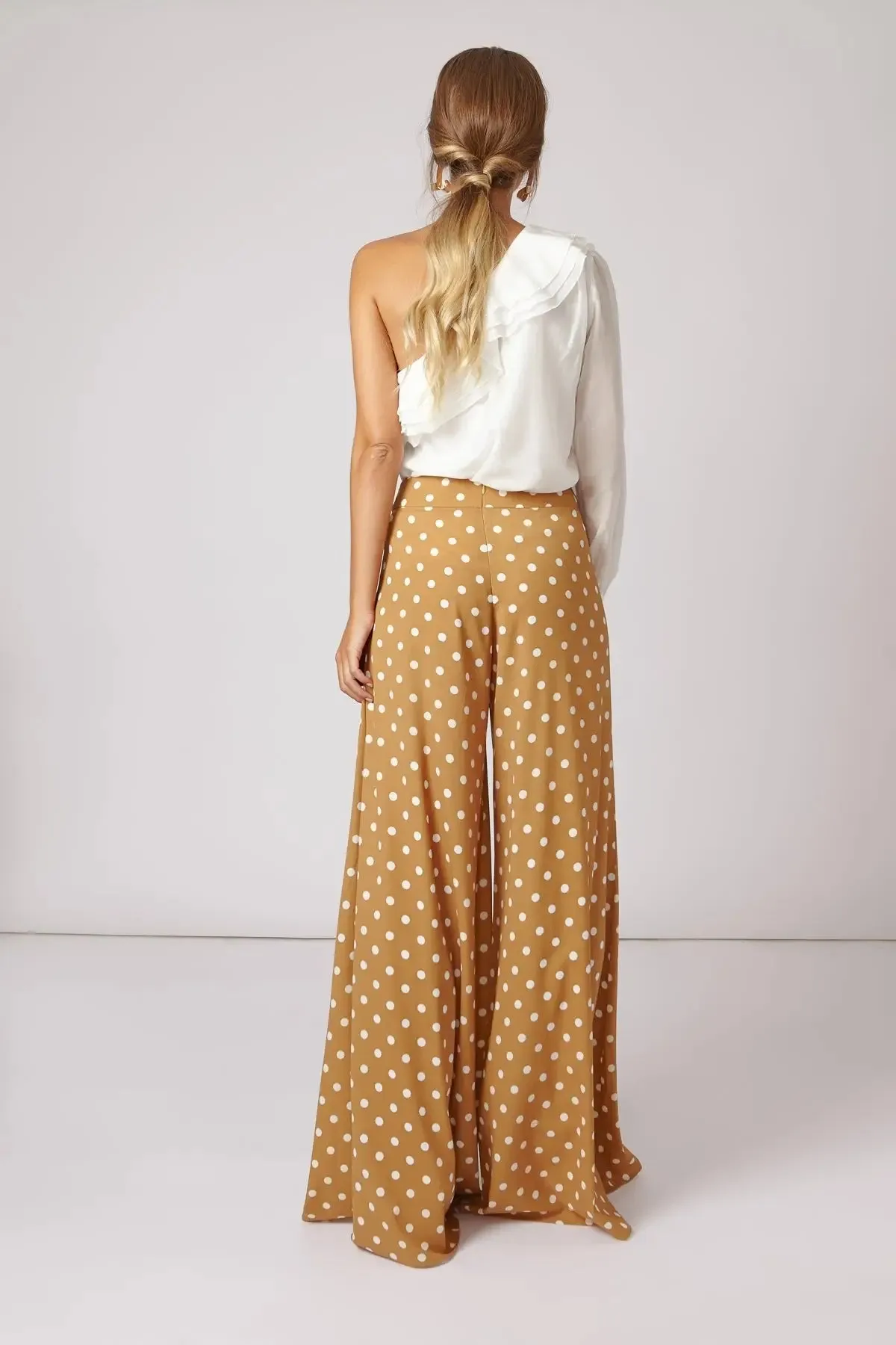 Julia Mustard Polka Dot Wide Leg Pants