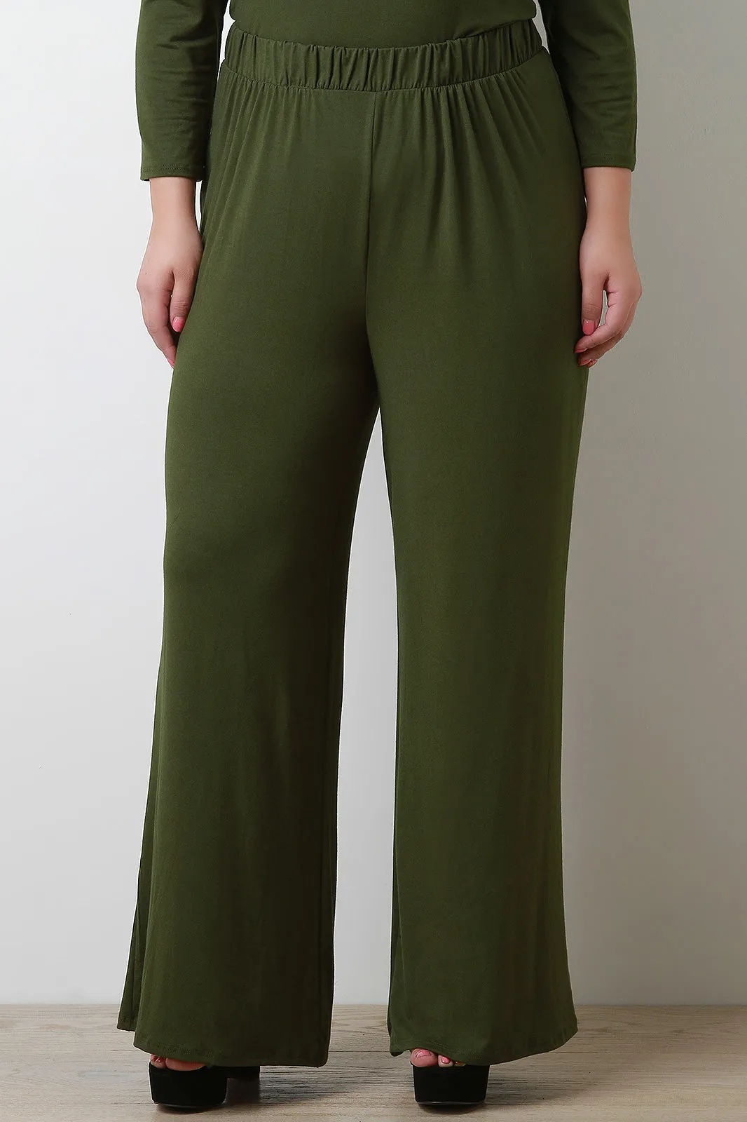 Knit Palazzo Wide Leg Pants