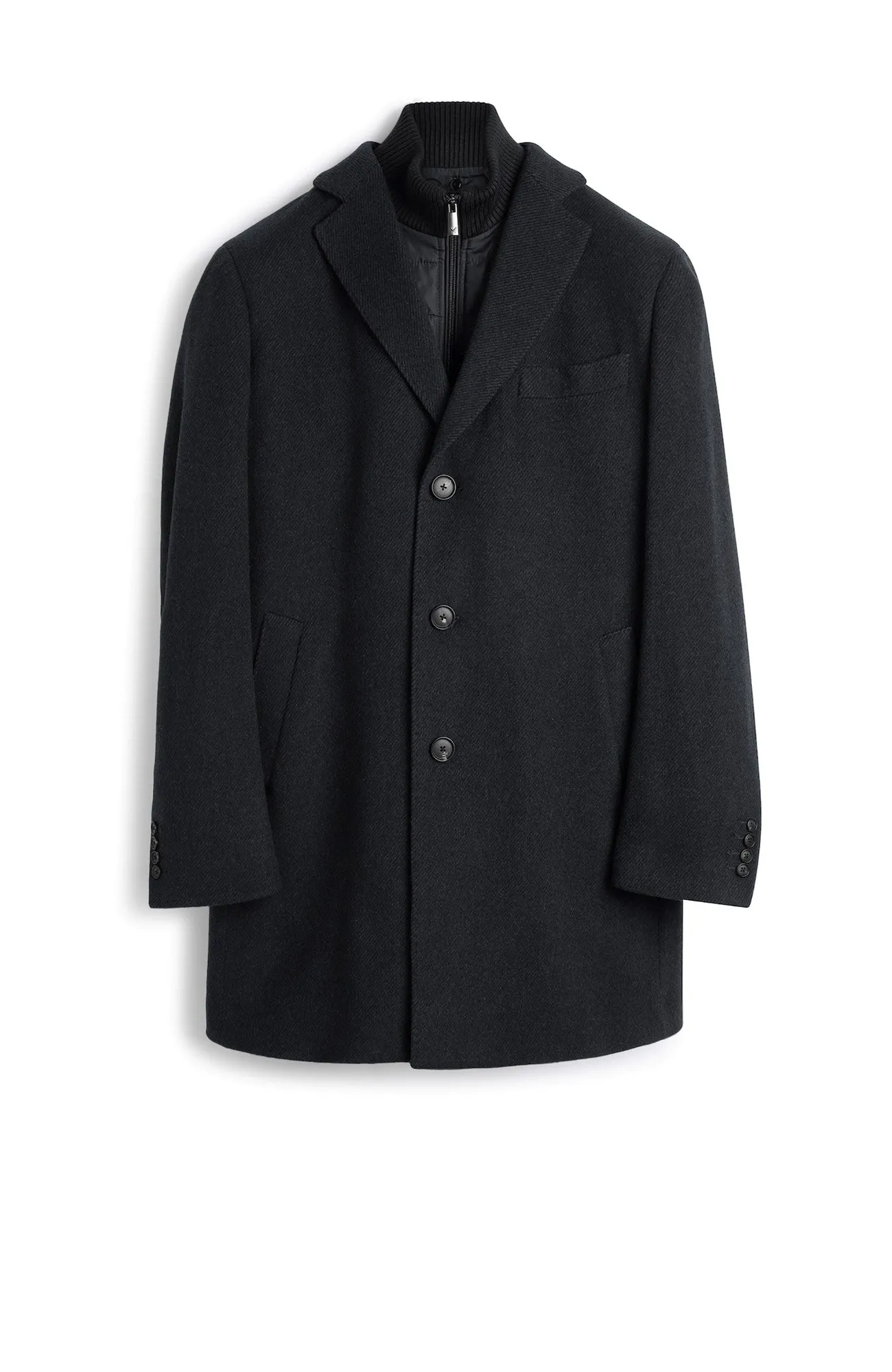 LECLAIRE WOOL & CASHMERE CHARCOAL TWILL CAR COAT