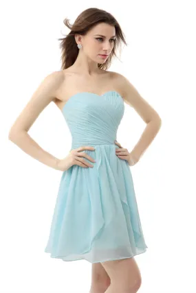 Mint Green Pleated Lace Short Homecoming Dresses