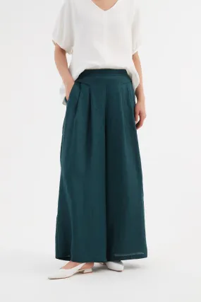 Pleat Front Palazzo Pant - Deep Marine