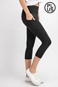 Plus Size Capri Length Yoga Pants W/Pockets