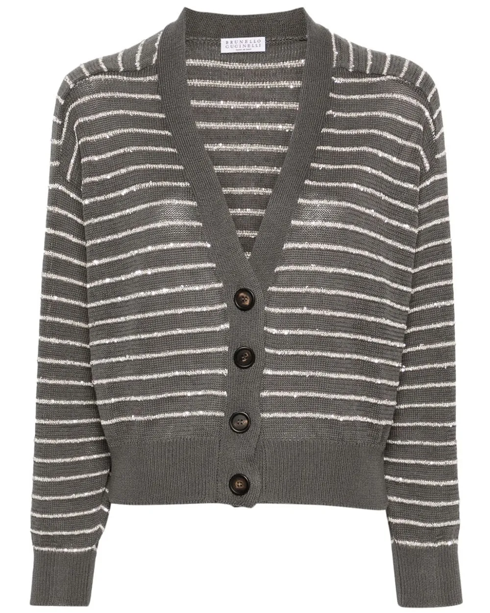 Slate Stripe Knit Button Up Cardigan