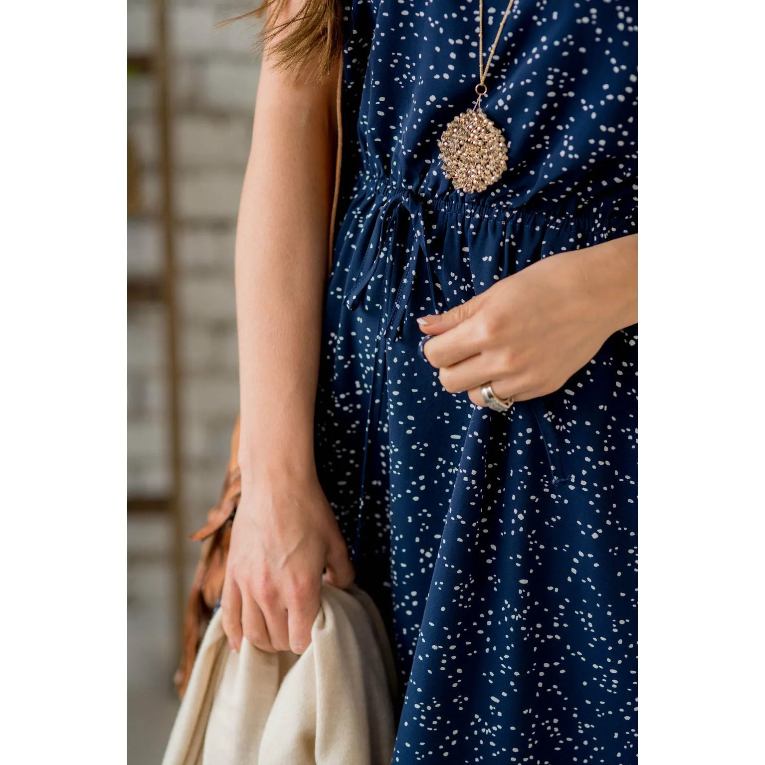 Speckled Tie Waist Tank Dress