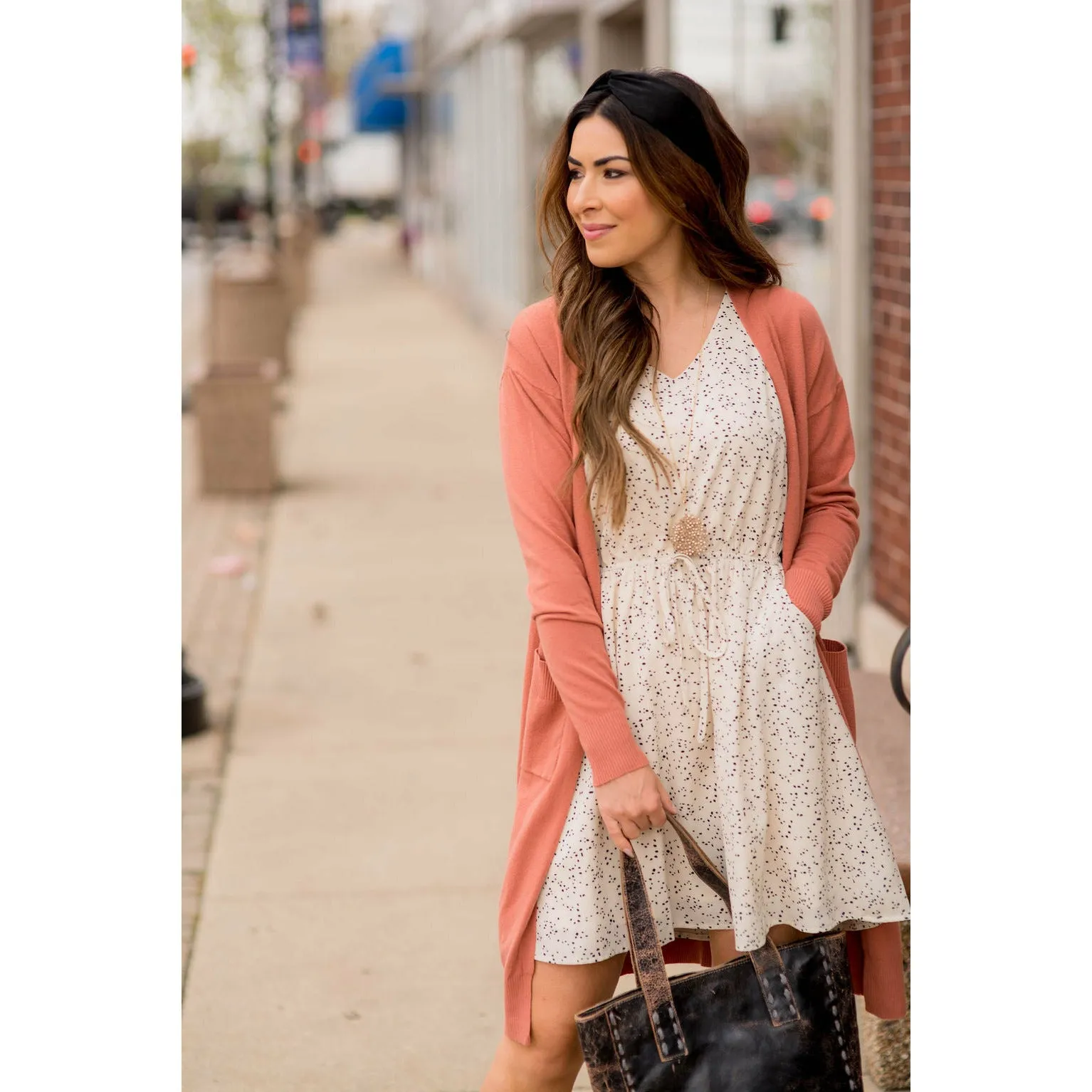 Speckled Tie Waist Tank Dress